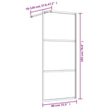 Walk-in Shower Wall Gold 80 x 195 cm Glass and Aluminium 154935