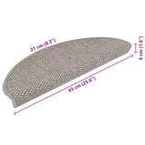 Stair Mats Self-adhesive Sisal-Look 15 pcs 65x21x4 cm Silver 326871
