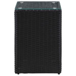 Side Tables 3 pcs with Glass Top Black Poly Rattan 46984