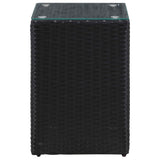 Side Tables 3 pcs with Glass Top Black Poly Rattan 46984