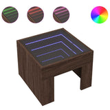 Coffee Table with Infinity LED Brown Oak 40x40x30 cm 847601