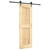 Sliding Door Natural and Black 70 x 210 cm Solid Pine Wood 3445125