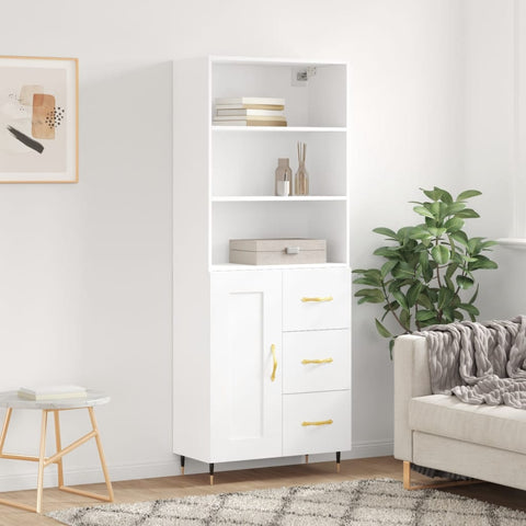 Highboard White 69.5x34x180 cm Engineered Wood 3189997
