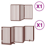 Dog Gate with Door Foldable 9 Panels Brown 450 cm Poplar Wood 3155550