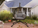 Hanging Egg Chair Outdoor Indoor Swing Chair with Folding Basket and Thickened Cushion, T3398P314152