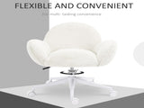 Makeup Vanity Chair, Cute Fluffy Desk Chair with Rolling Wheels for Bedroom Living Room, Cream White T3398P328290