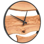 ZNTS Wall Clock Brown Ø35 cm Iron and Olive Wood 4008396