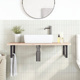 Basin Shelf Wall Mounted Steel and Solid Wood Beech 3302433
