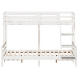 ZNTS Bunk Bed without Mattress 90x200/140x200 cm White Solid Wood 3207190