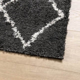 Shaggy Rug PAMPLONA High Pile Modern Black and Cream 240x240 cm 375416