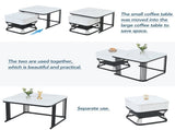 Nesting Coffee Table Set of 2, Marble Effect Square Side Tables with Drawer & Storage Shelf, Black N605P460817W