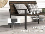 2 Seater Rattan Garden Bench, Outdoor Bench Quick-Drying Cotton Padding, Wicker Garden Loveseat T3398P317663