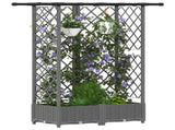 Raised Bed with Trellis and Roof Light Grey 124 x 40 x 121 cm 42032593