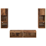 TV Wall Unit Wall-mounted 6 pcs Old Wood Engineered Wood 3402929