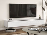 160cm High Gloss Floating TV Unit Stand for TVs up to 70", Wall Mounted TV Cabinet with Storage T3398P341274