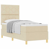 Box Spring Bed with Headboard Cream 80 x 200 cm Fabric 3339656