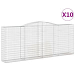 Arched Gabion Baskets 10 pcs 400x50x160/180 cm Galvanised Iron 3147043