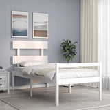 Senior Bed without Mattress White Single Solid Wood 3195317