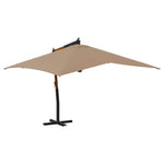 Cantilever Garden Parasol with Wooden Pole 400x300 cm Taupe 318431
