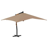 Cantilever Garden Parasol with Wooden Pole 400x300 cm Taupe 318431