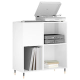 Record Cabinet High Gloss White 84.5x38x89 cm Engineered Wood 831766