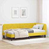 Corner Bed Frame with Headboard Yellow 90 x 200 cm Velvet 42016612