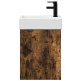 Bathroom Vanity Unit with Tap Smoked Oak 45.5 x 22.5 x 84 cm 889437