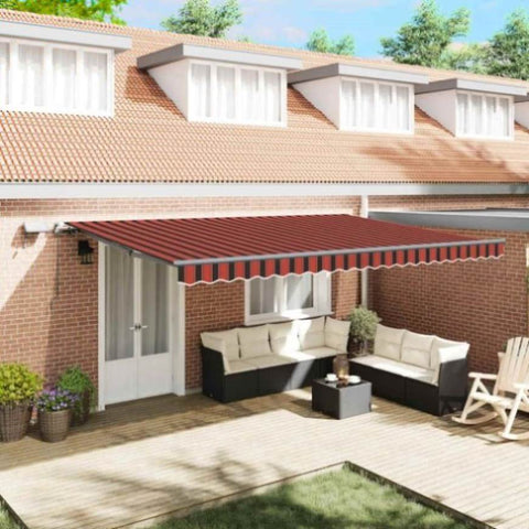 Retractable Awning Manual Orange and brown 500 x 350 cm Fabric 3331482