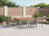 7 Piece Garden Dining Set with Cushions Grey Poly Rattan 3213572