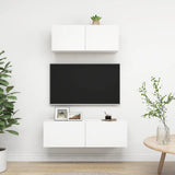 2 Piece TV Cabinet Set White Engineered Wood 3078702