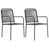Outdoor Chair Set of 2 Black Cotton rope, Powder-coated steel 48568