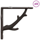 Wall Shelf Brackets 12 pcs Antique Brown 14 x 14 x 4 cm Steel 42038853