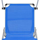 44332 Folding Sun Lounger with Roof Aluminium and Textilene Blue
