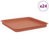 Square Flower Tray 24 pcs Brick Red 36 x 36 x 3 cm Plastic 42020372