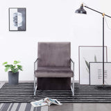 Armchair with Chrome Feet Dark Gray Velvet 282269