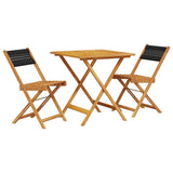 Bistro Set Black with wooden finish Solid acacia wood, polypropylene 3281865