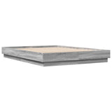 Bed Frame with LED without Mattress Grey Sonoma 160x200 cm 3209784