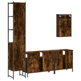4 Piece Bathroom Furniture Set Smoked Oak Engineered Wood 3214807
