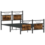 Bed Frame without Mattress Smoked Oak 120x190 cm Small Double Engineered Wood 4106758