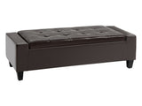 PU Leather Storage Ottoman Bench Storage Chest Tufted Ottoman Cube w/ Flipping Top 92L x 40W x 40H T3398P328176