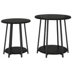 ZNTS Side Table Set of 2 - Black Oak Engineered Wood and Metal 869702