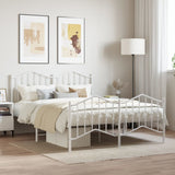 Metal Bed Frame without Mattress with Footboard White 140x190cm 373856