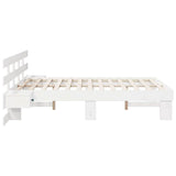 Bed Frame with Headboard White 135 x 190 cm Solid Pine Wood 3385698