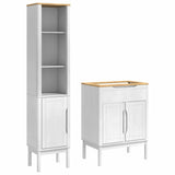 Bathroom Furniture Set FLORO 2 pcs White Solid Pine Wood 3385882