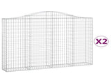 Arched Gabion Baskets 2 pcs 200x30x140/160 cm Galvanised Iron 3145472