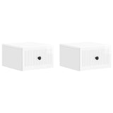 Wall-Mounted Bedside Cabinet with Drawer 2 pcs High Gloss White 897924