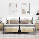 Metal Bed Frame without Mattress Sonoma Oak 200x200 cm 3325101