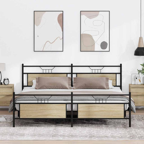 Metal Bed Frame without Mattress Sonoma Oak 200x200 cm 3325101