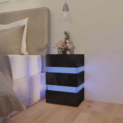 ZNTS LED Bedside Cabinet High Gloss Black 45x35x67 cm Engineered Wood 326847