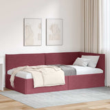 Corner Bed Frame with Headboard Wine red 90 x 190 cm Fabric 42016458